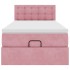 Estructura de cama otomana colchón terciopelo rosa