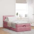 Estructura de cama otomana colchón terciopelo rosa
