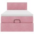 Estructura de cama otomana colchón terciopelo rosa