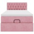 Estructura cama otomana con colchón terciopelo rosa