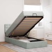 Estructura cama otomana colchón terciopelo gris claro 90x200cm