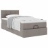 Cama otomana con colchón tela gris pardo 100x200