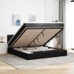 Estructura de cama otomana con colchón tela negra 160x200 cm