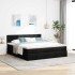 Estructura de cama otomana con colchón tela negra 160x200