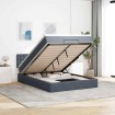 Estructura cama otomana colchón terciopelo gris oscuro