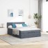 Estructura cama otomana colchón terciopelo gris