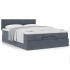 Estructura cama otomana colchón terciopelo gris