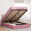 Estructura de cama otomana colchón terciopelo rosa 120x200cm