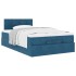 Estructura de cama otomana colchón terciopelo azul