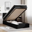 Estructura cama otomana colchón cuero sintético negra 80x200cm