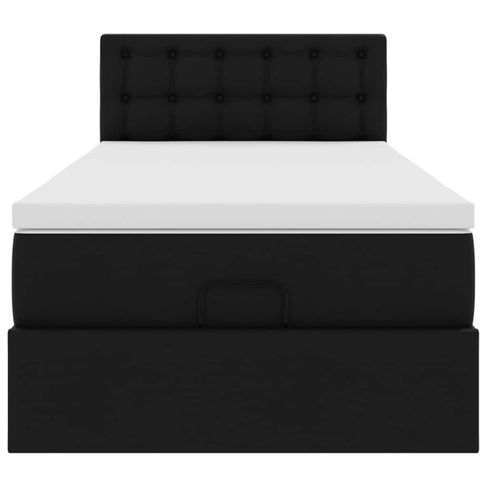 Estructura cama otomana colchón cuero sintético negra