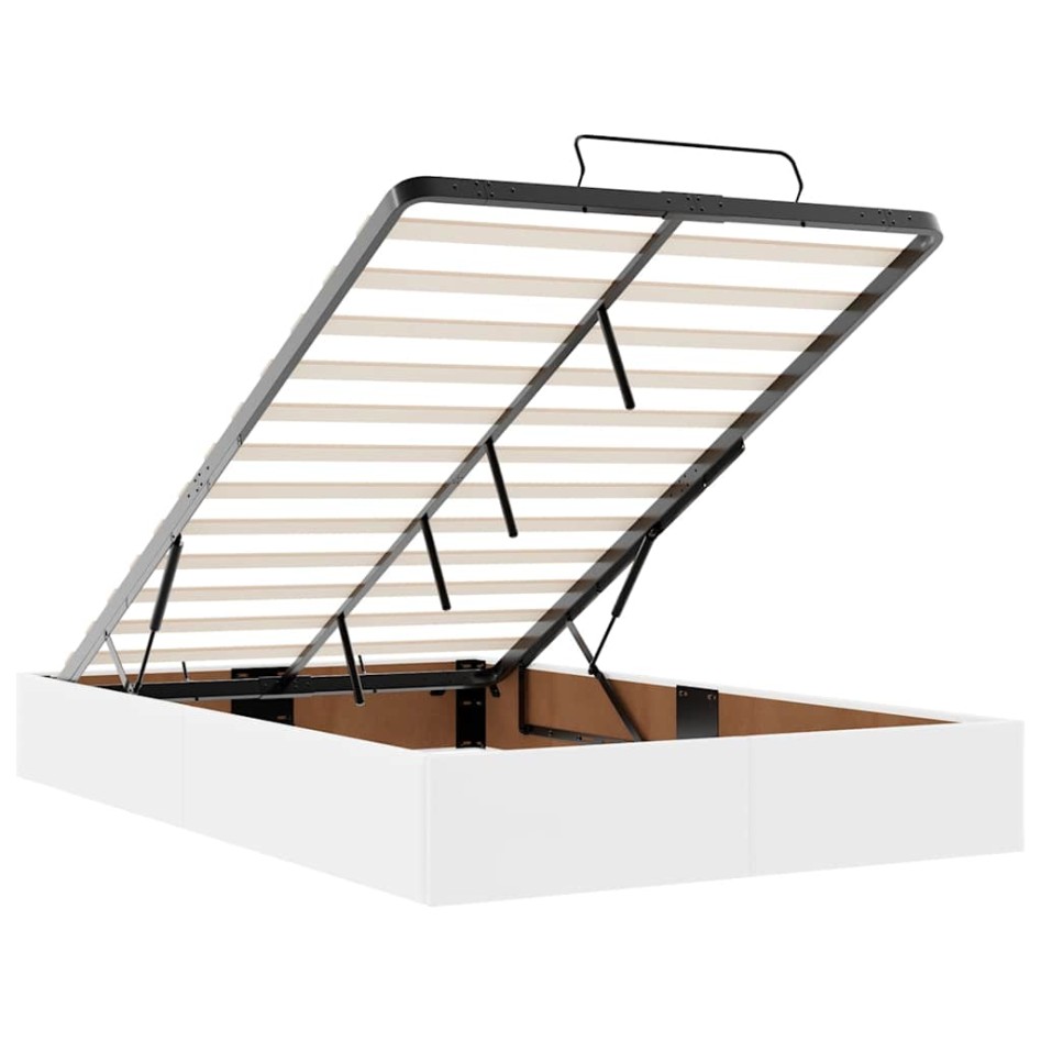 Estructura cama otomana colchón blanco puro