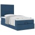 Cama otomana con colchón tela azul 100x200