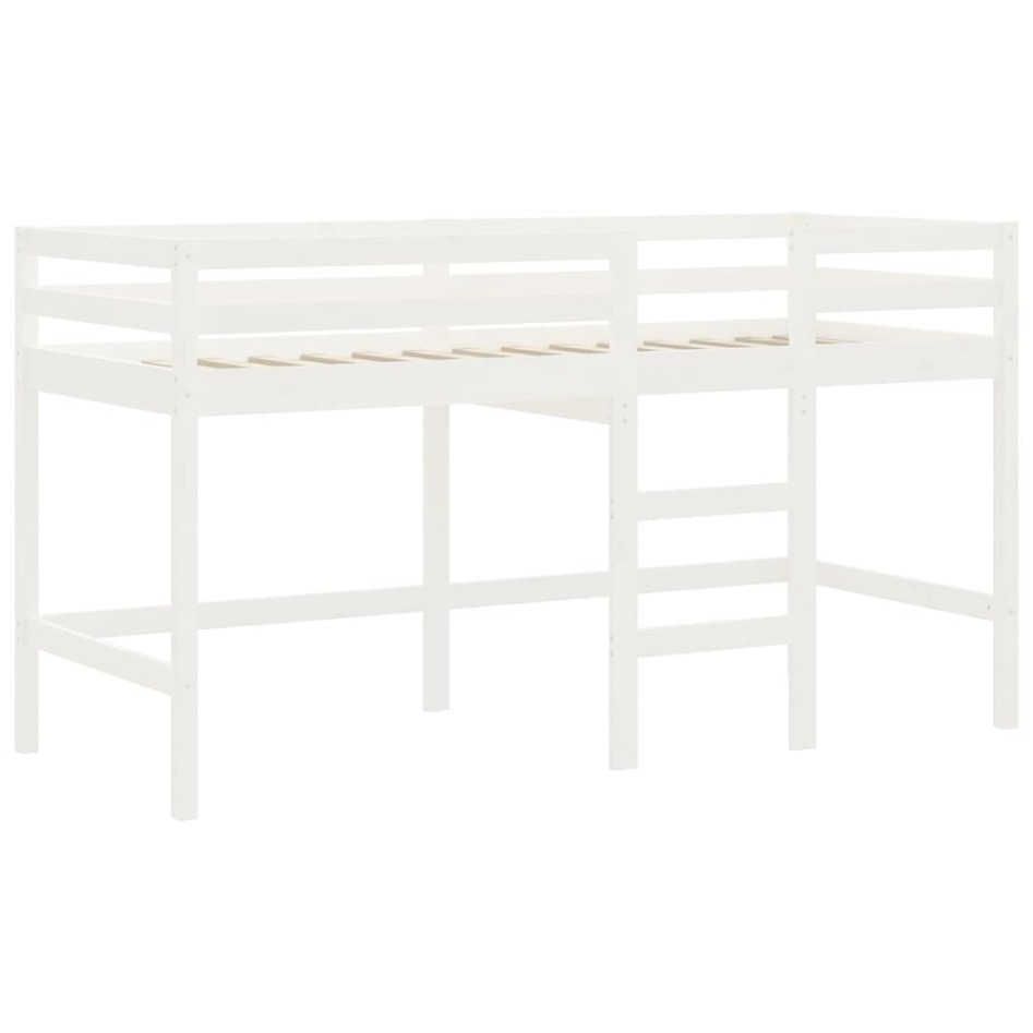 Cama alta de niños escalera madera maciza pino blanco 80x200