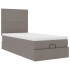 Cama otomana con colchón tela gris pardo 100x200