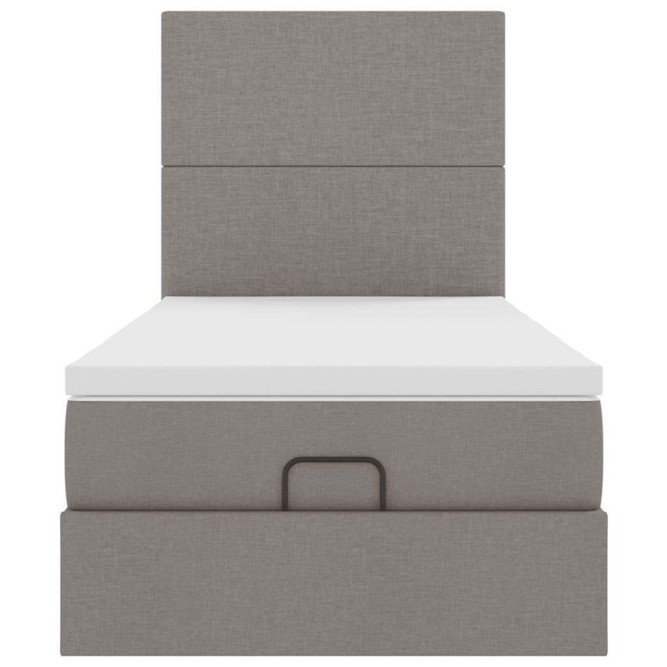 Cama otomana con colchón tela gris pardo 100x200
