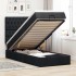 Cama otomana con colchón y luces LED tela negra