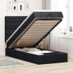 Cama otomana con colchón y luces LED tela negra 80x200cm