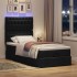 Cama otomana con colchón y luces LED tela negra