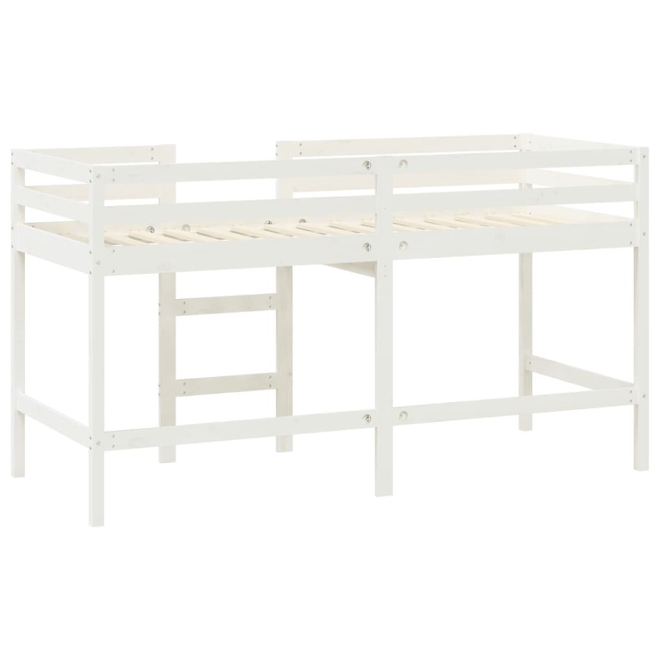 Cama alta de niños escalera madera maciza pino blanco 80x200