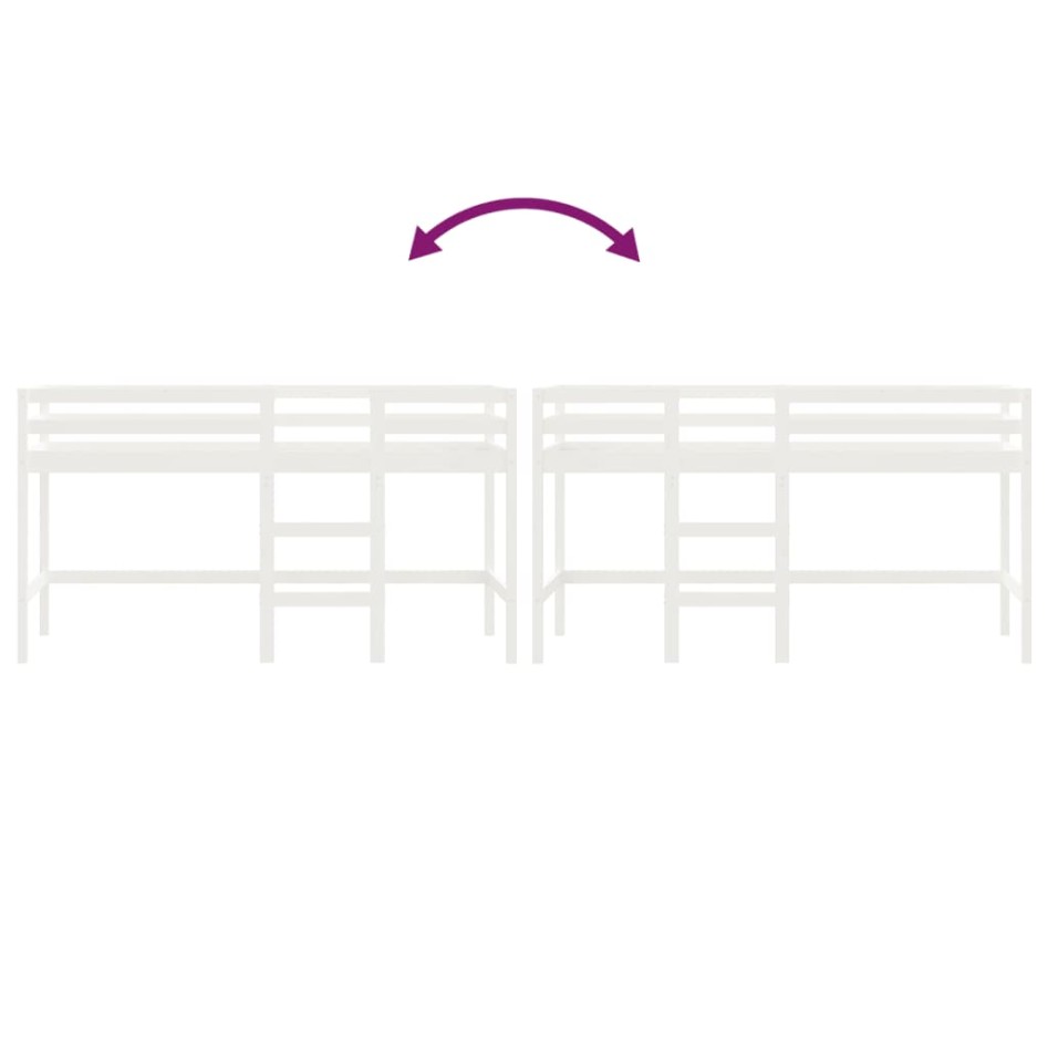 Cama alta de niños escalera madera maciza pino blanco 80x200