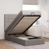 Cama otomana con colchón y luces LED tela gris taupé 90x200