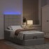 Cama otomana con colchón y luces LED tela gris taupé 90x200