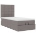 Cama otomana con colchón y luces LED tela gris taupé 90x200