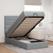 Estructura cama otomana con colchón tela gris claro 100x200cm