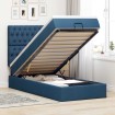 Cama otomana con colchón y luces LED azul 100x200 cm Tela