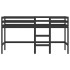 Cama alta de niños escalera madera maciza pino negra 90x200