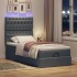 Cama otomana con colchón y LED tela gris oscuro 90x200