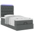 Cama otomana con colchón y LED tela gris oscuro 90x200