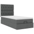 Cama otomana con colchón y LED tela gris oscuro 90x200
