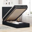 Estructura cama otomana colchón tela negro 90x200 cm