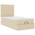 Cama otomana con colchón de tela color crema 100x200