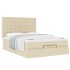 Estructura de cama otomana con colchón tela crema