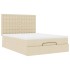 Estructura de cama otomana con colchón tela crema