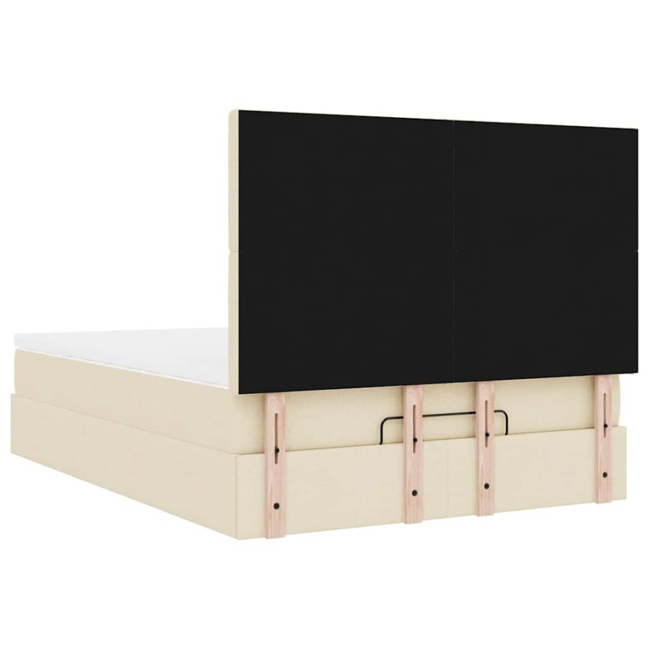 Estructura de cama otomana con colchón tela crema