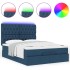 Estructura de cama otomana colchón tela azul pardo