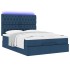 Estructura de cama otomana colchón tela azul pardo
