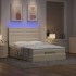 Estructura de cama otomana con colchón tela crema