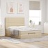 Estructura de cama otomana con colchón tela crema