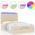 Estructura de cama otomana con colchón tela crema