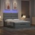Estructura cama otomana con colchón tela gris claro 140x190