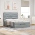 Estructura cama otomana con colchón tela gris claro 140x190