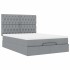 Estructura cama otomana con colchón tela gris claro 140x190