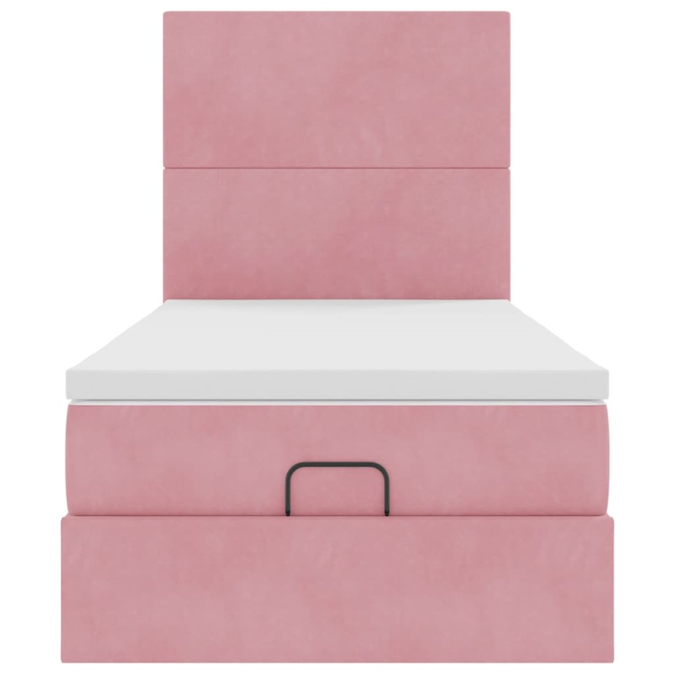 Estructura de cama otomana colchones terciopelo rosa