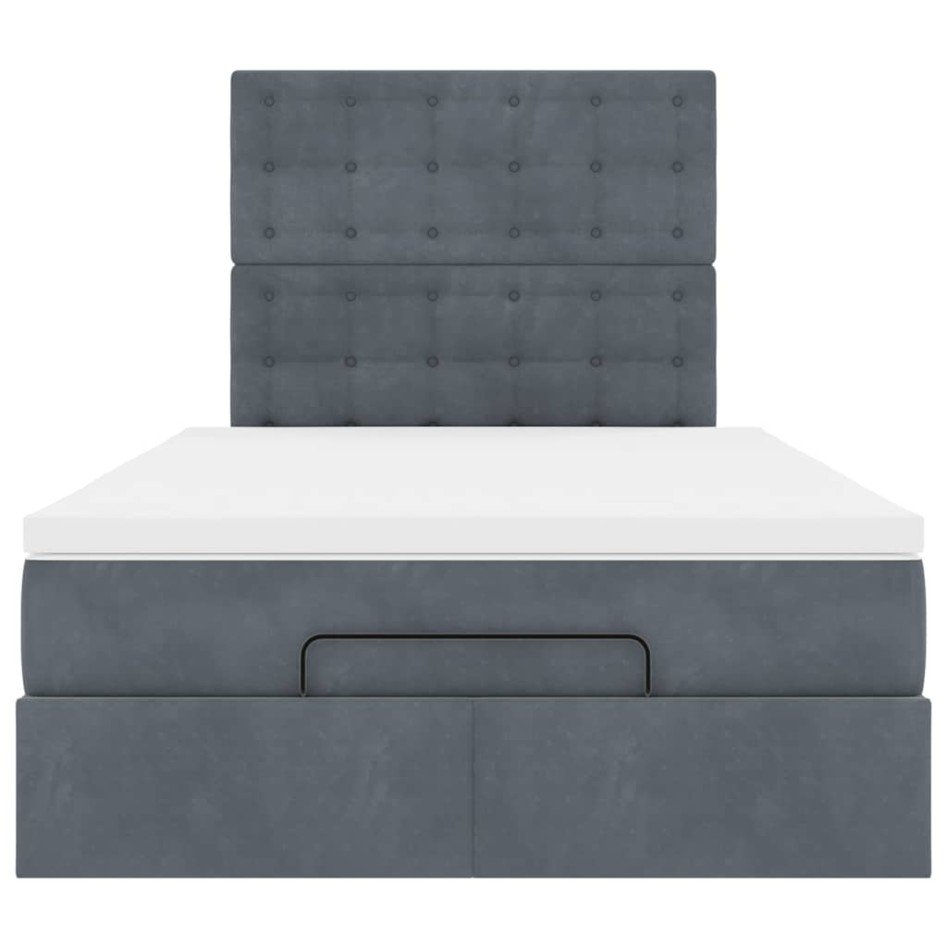 Estructura cama otomana colchones terciopelo gris