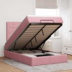 Estructura de cama otomana colchones terciopelo rosa 120x200cm